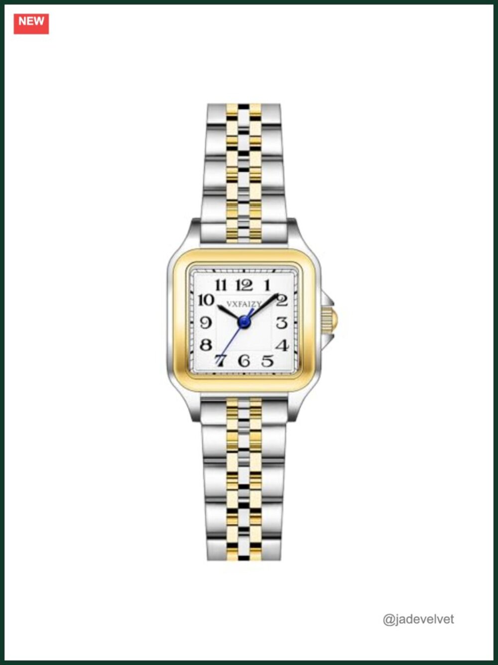 Dainty Square Analog Watch Stainless Steel or Leather Band Water Resistant